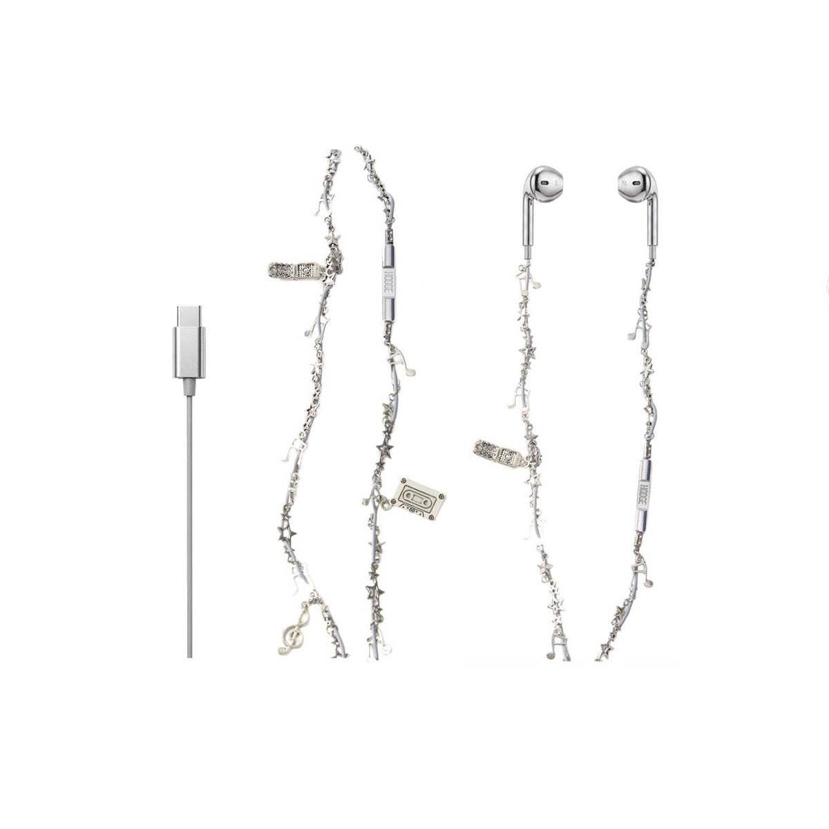silver headphones type c