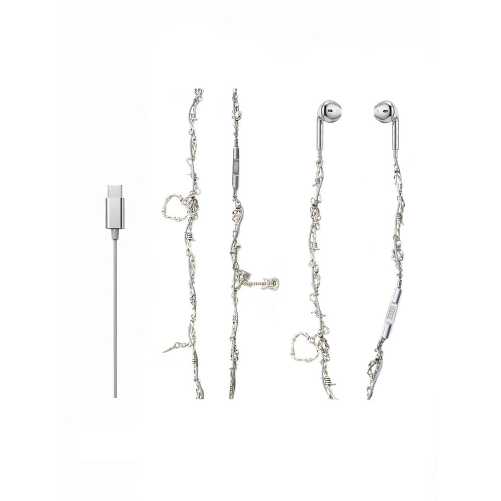 silver headphones type c