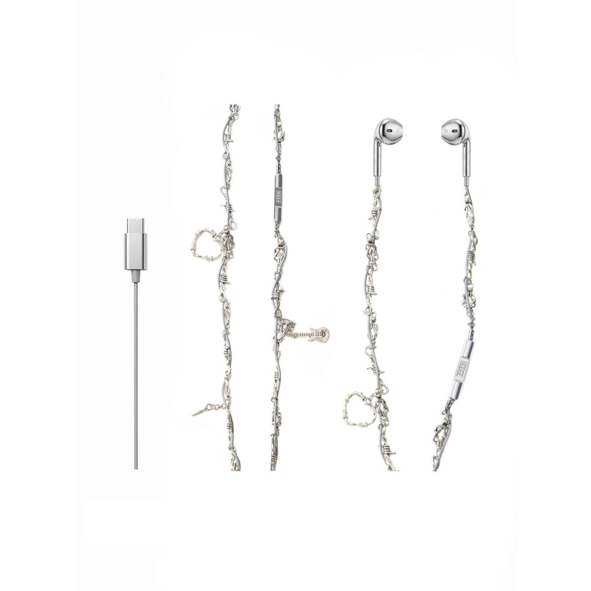 silver headphones type c