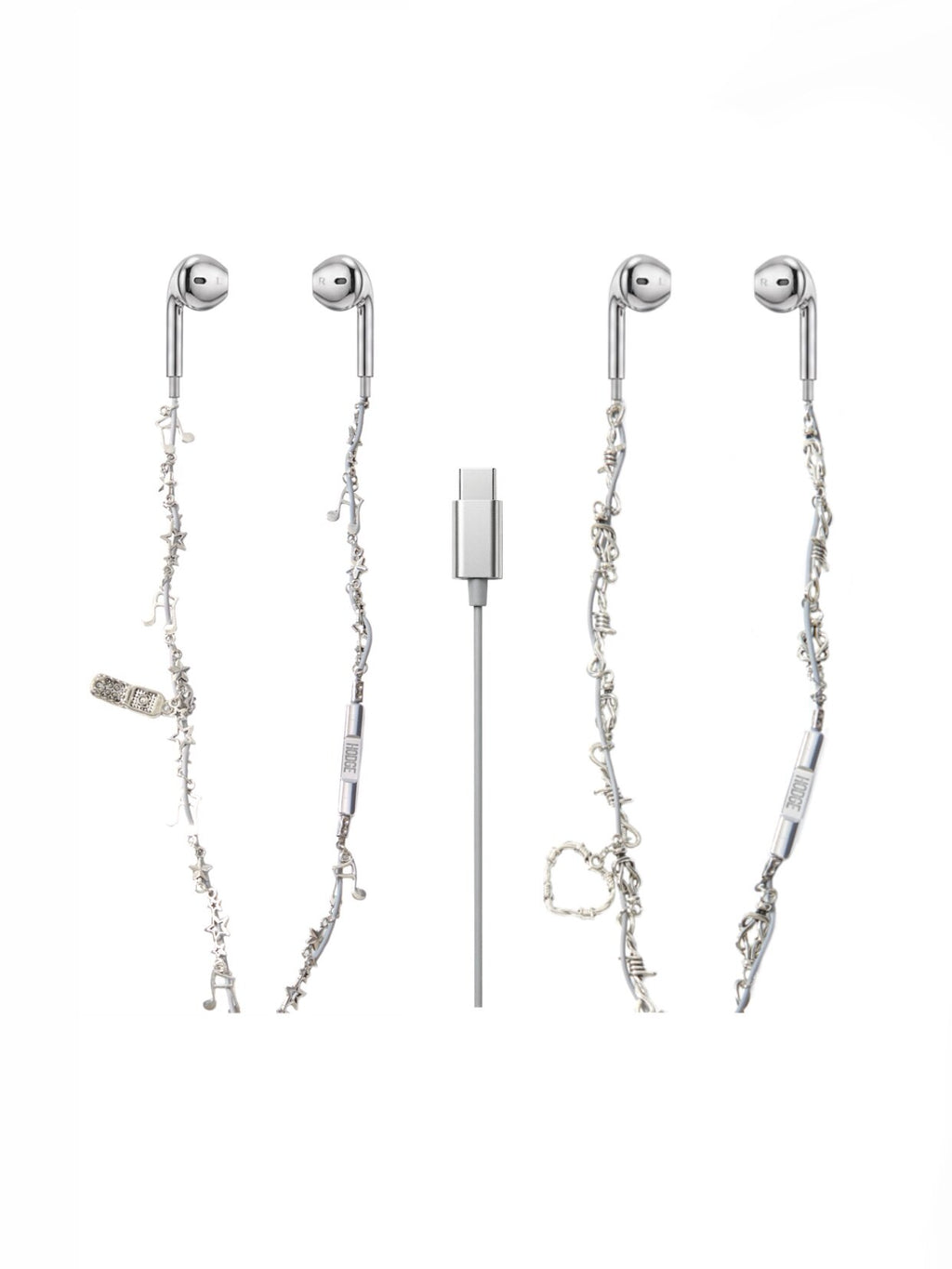 silver headphones type c