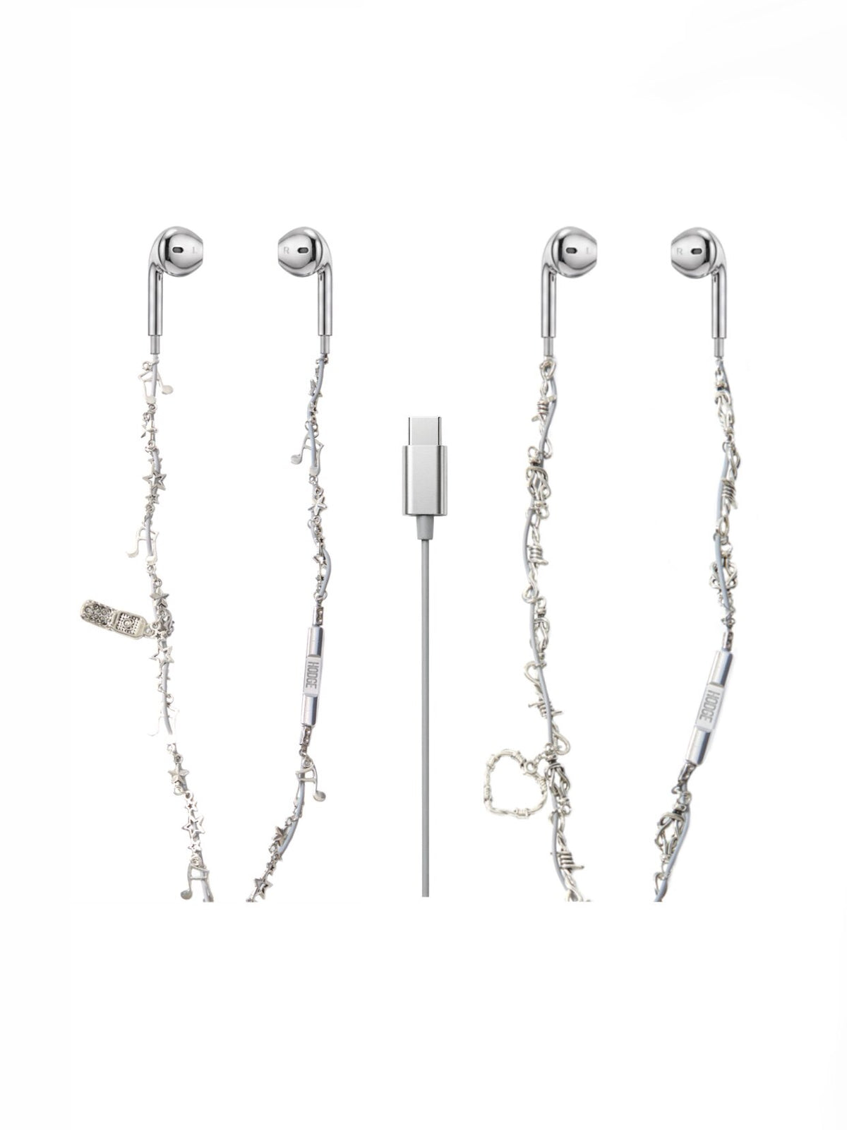 silver headphones type c